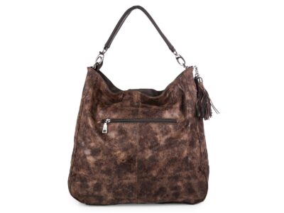 Torebka damska brązowa marmurkowa worek A4 elegancka do ręki Jennifer Jones - obrazek 4