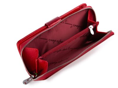 Portfel damski lakierowany w metaliczne linie czerwony Jennifer Jones - obrazek 8