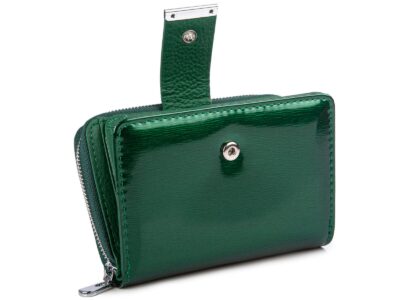 Średni portfel damski Jennifer Jones zielony lakierowany (tafla) z RFID - obrazek 4