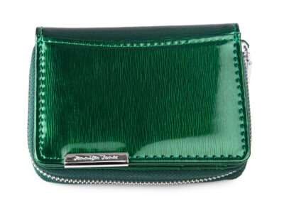 Mały lakierowany zielony portfel damski Jennifer Jones - obrazek 2