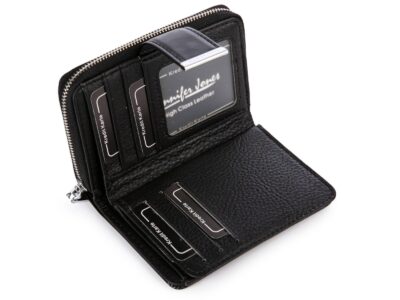 Średni portfel damski Jennifer Jones czarny lakierowany (tafla) z RFID - obrazek 6