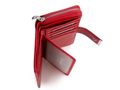 Portfel damski lakierowany w metaliczne linie czerwony Jennifer Jones - obrazek 7