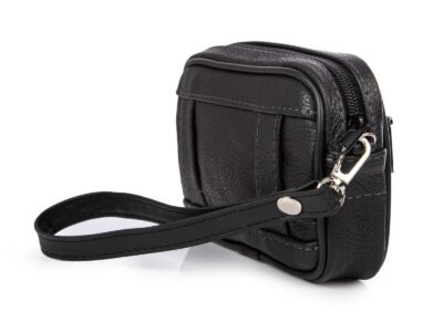 Saszetka skórzana 1-komorowa z mocowaniem do paska i paskiem na nadgarstek - obrazek 4