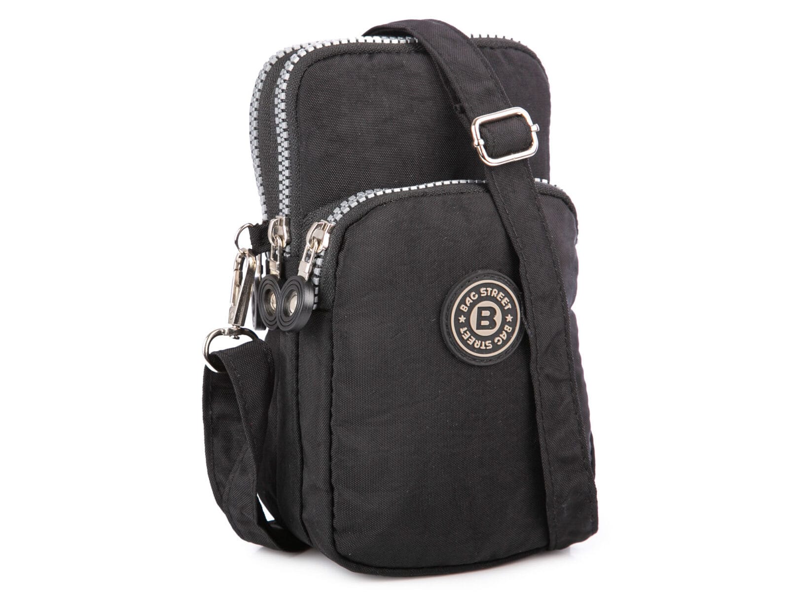 Lekka czarna torebka pionowa paszportówka na szyję Bag Street