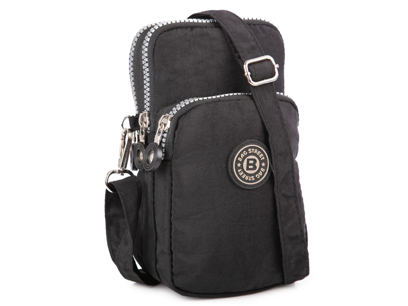 Lekka czarna torebka pionowa paszportówka na szyję Bag Street