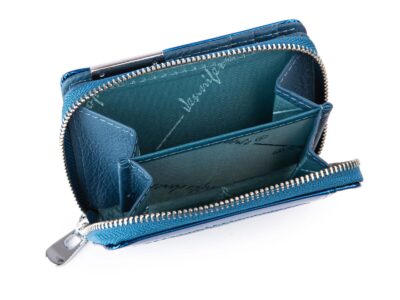 Mały lakierowany niebieski portfel damski Jennifer Jones - obrazek 5