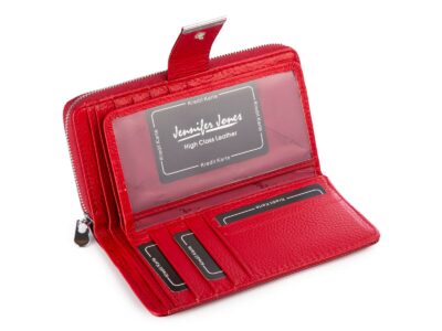 Portfel damski lakierowany w metaliczne linie czerwony Jennifer Jones - obrazek 5