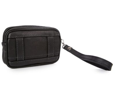 Saszetka skórzana 1-komorowa z mocowaniem do paska i paskiem na nadgarstek - obrazek 3