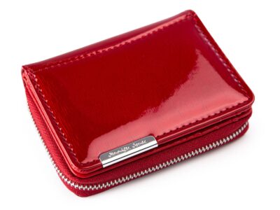 Mały lakierowany czerwony portfel damski Jennifer Jones - obrazek 2