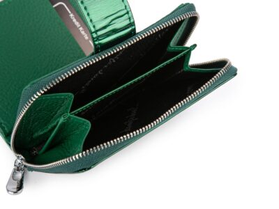 Średni portfel damski Jennifer Jones zielony lakierowany (tafla) z RFID - obrazek 7