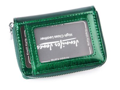 Mały lakierowany zielony portfel damski Jennifer Jones - obrazek 3