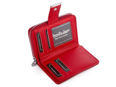 Średni portfel damski Jennifer Jones czerwony lakierowany (tafla) z RFID - obrazek 4