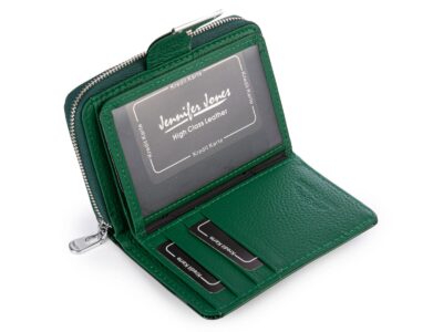Średni portfel damski Jennifer Jones zielony lakierowany (tafla) z RFID - obrazek 5