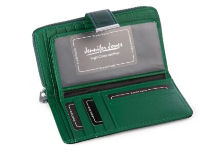 Portfel damski lakierowany w metaliczne linie zielony Jennifer Jones - obrazek 4