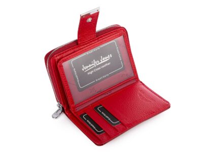 Średni portfel damski Jennifer Jones czerwony lakierowany (tafla) z RFID - obrazek 5