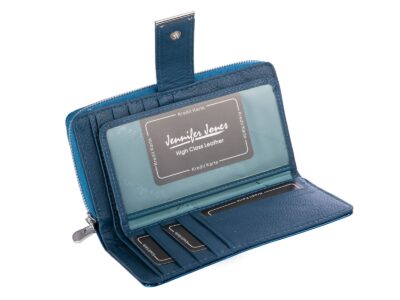 Portfel damski lakierowany w metaliczne linie niebieski Jennifer Jones - obrazek 5