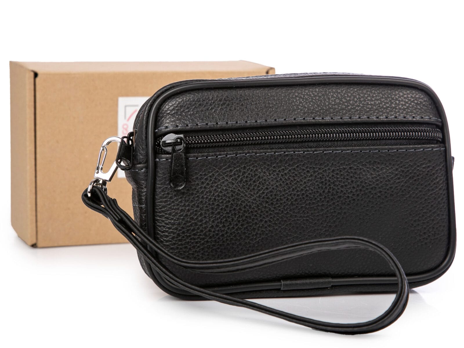 Skórzana saszetka męska z mocowaniem do paska od spodni