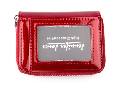 Mały lakierowany czerwony portfel damski Jennifer Jones - obrazek 3