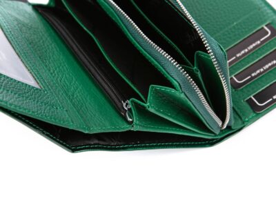 Duży portfel damski zielony butelkowy lakierowany metaliczny Jennifer Jones - obrazek 9