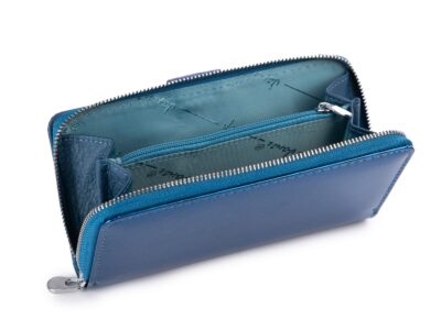 Portfel damski lakierowany w metaliczne linie niebieski Jennifer Jones - obrazek 8