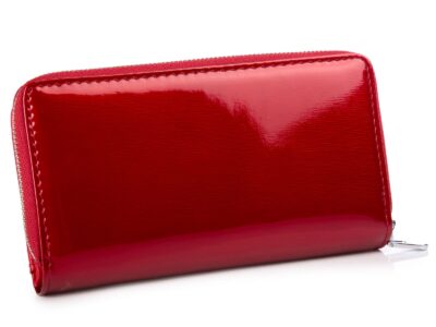 Portfel damski lakierowany w metaliczne linie czerwony Jennifer Jones - obrazek 2
