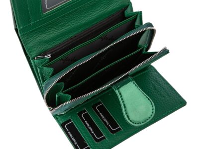 Duży portfel damski zielony butelkowy lakierowany metaliczny Jennifer Jones - obrazek 8