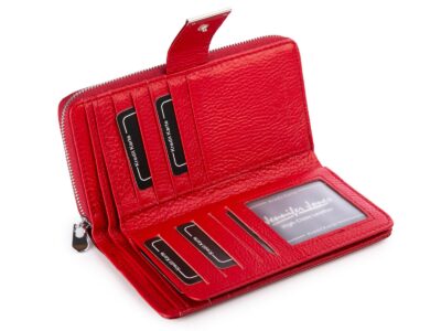 Portfel damski lakierowany w metaliczne linie czerwony Jennifer Jones - obrazek 6