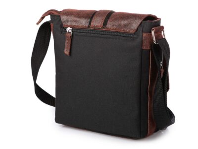 Torba męska na ramię średnia listonoszka ze skórzaną klapą rdzawy brąz SERGEJ - obrazek 4