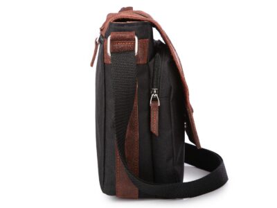 Torba męska na ramię średnia listonoszka ze skórzaną klapą rdzawy brąz SERGEJ - obrazek 3