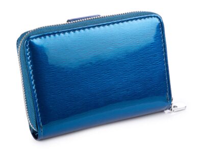 Średni portfel damski Jennifer Jones niebieski lakierowany (tafla) z RFID - obrazek 3