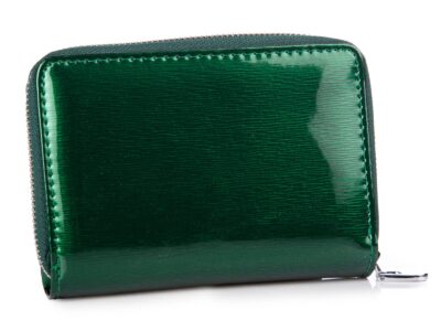 Średni portfel damski Jennifer Jones zielony lakierowany (tafla) z RFID - obrazek 2