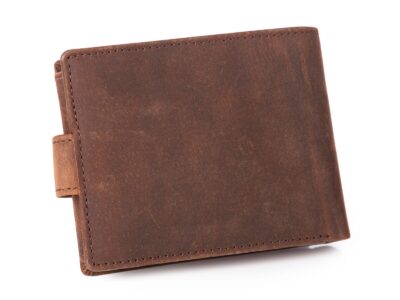 Portfel męski skórzany surowy z wzorem ryby - "dla wędkarza" Bellugio - obrazek 2