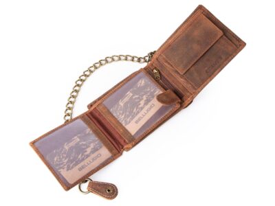 Portfel męski skórzany z grubym łańcuchem bikerski z RFID Bellugio - obrazek 4