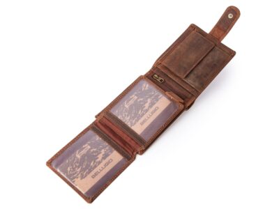 Portfel męski skórzany surowy z wzorem ryby - "dla wędkarza" Bellugio - obrazek 4