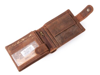 Portfel męski skórzany surowy z wzorem ryby - "dla wędkarza" Bellugio - obrazek 3