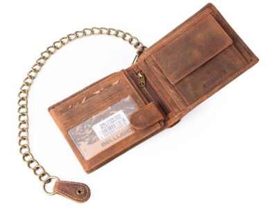 Portfel męski skórzany z grubym łańcuchem bikerski z RFID Bellugio - obrazek 3