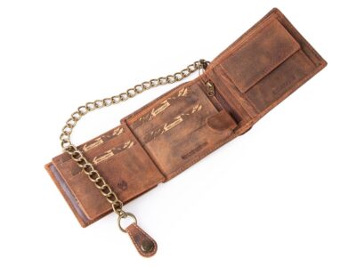 Portfel męski skórzany z grubym łańcuchem bikerski z RFID Bellugio - obrazek 5