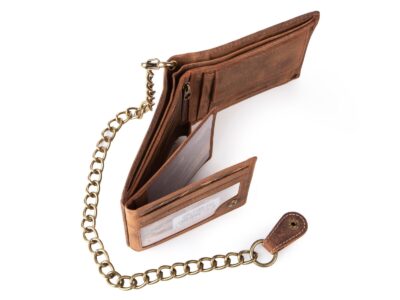 Portfel męski skórzany z grubym łańcuchem bikerski z RFID Bellugio - obrazek 6