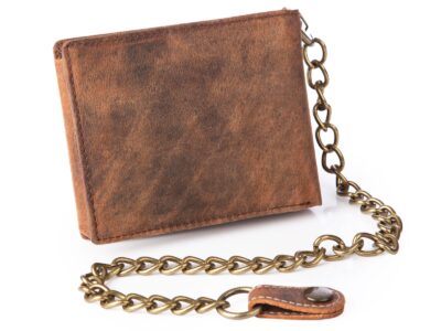 Portfel męski skórzany z grubym łańcuchem bikerski z RFID Bellugio - obrazek 2