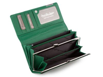 Zielony portfel damski z kieszenią na monety na bigiel wewnątrz - obrazek 5