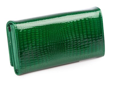 Zielony portfel damski z kieszenią na monety na bigiel wewnątrz - obrazek 2