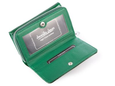 Portfel damski Jennifer Jones w kolorze butelkowej zieleni z RFID lakierowany - obrazek 3