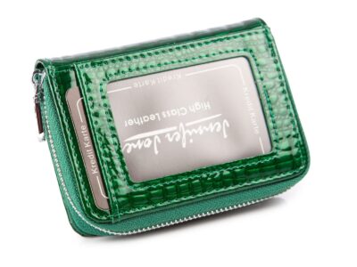 Mały portfel damski lakierowany butelkowa zieleń Jennifer Jones - obrazek 2