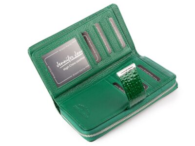 Duży portfel damski lakierowany butelkowa zieleń Jennifer Jones - obrazek 5