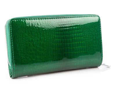 Duży portfel damski lakierowany butelkowa zieleń Jennifer Jones - obrazek 2