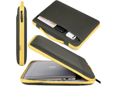 Cienkie etui zabezpieczające z rączką na laptopa 17.3" cala zielono-żółte MIRU - obrazek 3