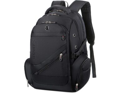 Duży czarny plecak na laptopa 15.6" z portem USB i na słuchawki 3-komorowy MIRU