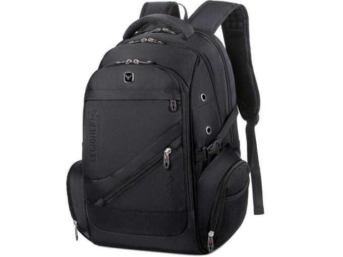 Duży czarny plecak na laptopa 15.6" z portem USB i na słuchawki 3-komorowy MIRU