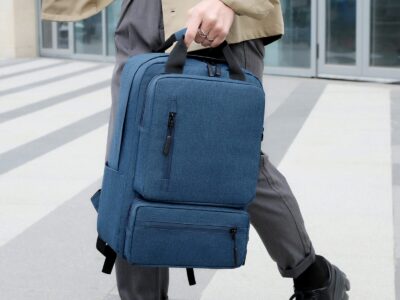 Niebieski plecak na laptopa 15.6" z wieloma kieszeniami do pracy i na studia MIRU - obrazek 2