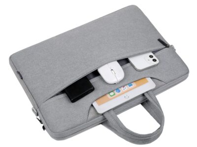Cienka i lekka szara torba na laptopa 15.6" cali z miękką podszewką Miru - obrazek 7